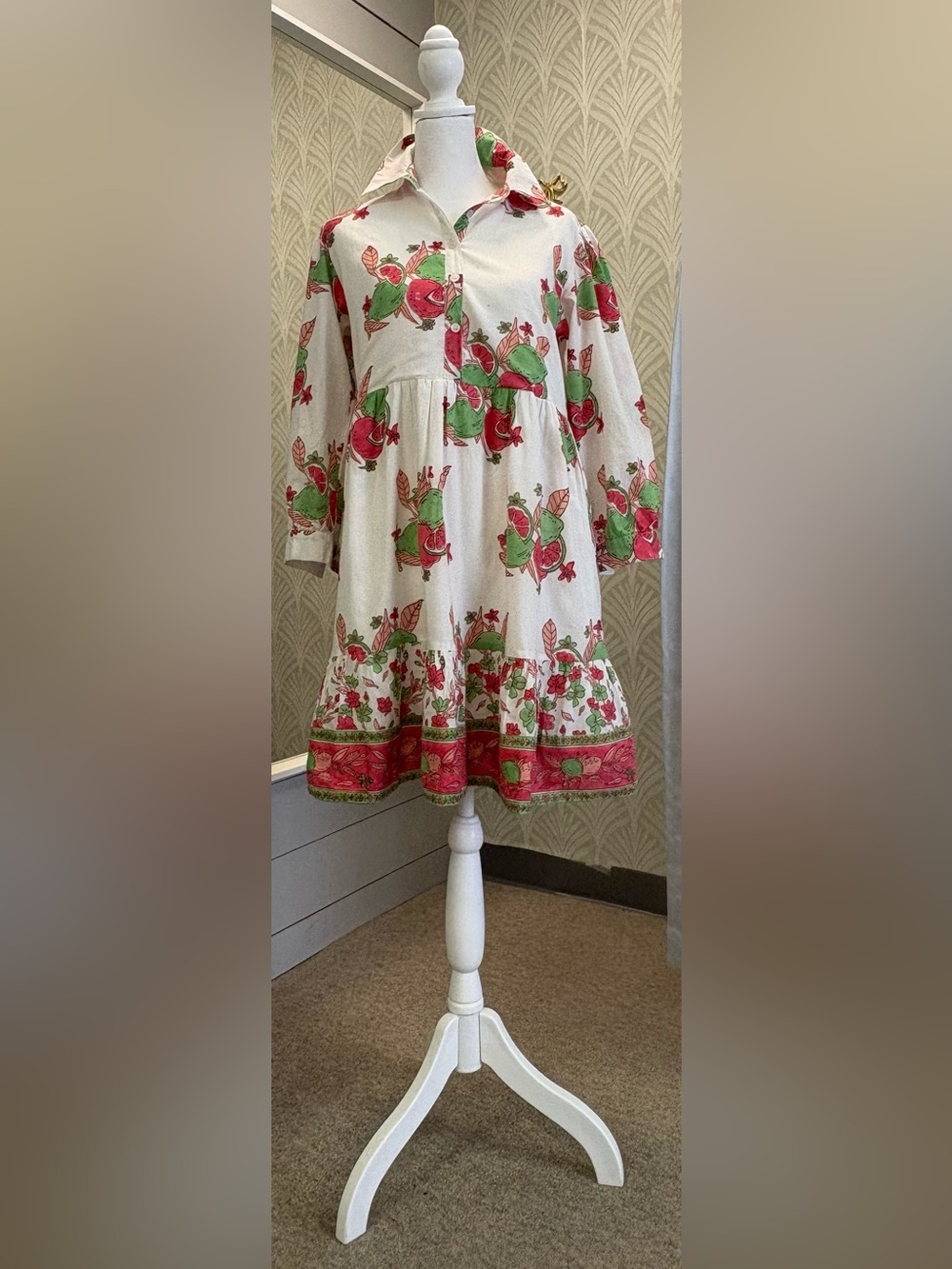 💚Victoria Dunn - 🍉watermelon-print tiered shirt dress